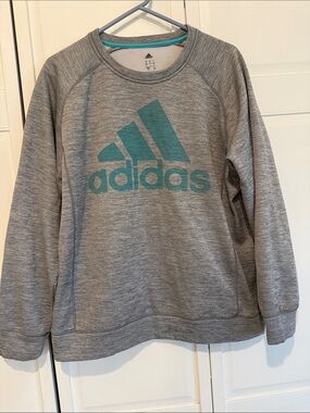 adidas Heather Gray Sweatshirt with Teal Logo